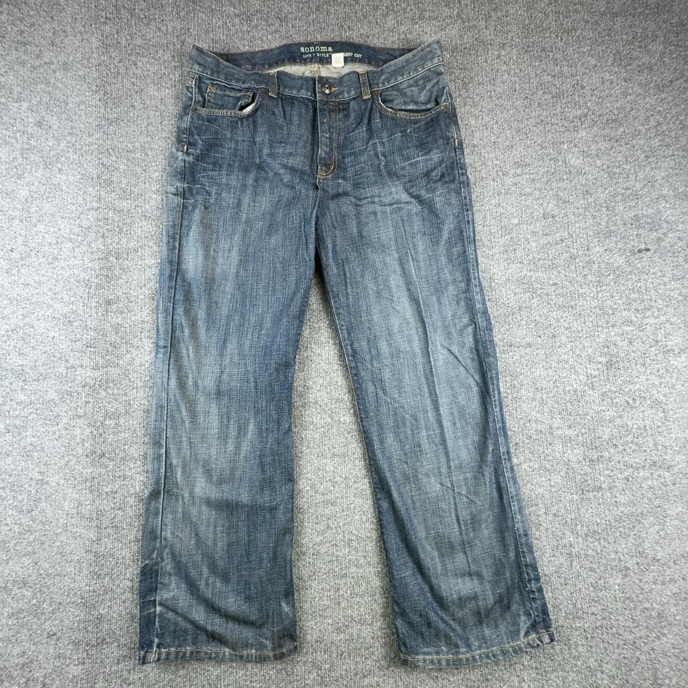 Sonoma Jeans Mens 38x31 Blue Boot Cut Medium Wash Denim Classic Fit Pants